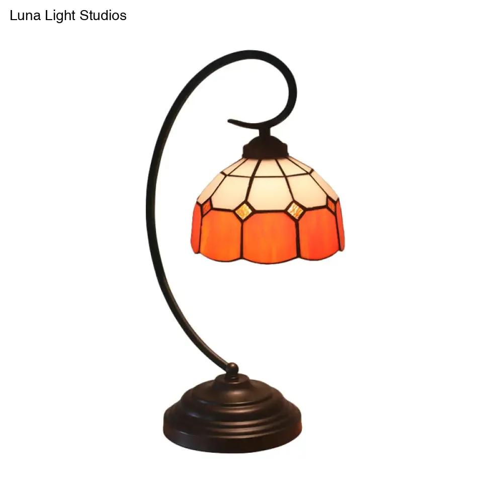 Baroque Orange/Blue/Yellow Cut Glass Task Table Lamp with Swirl Arm