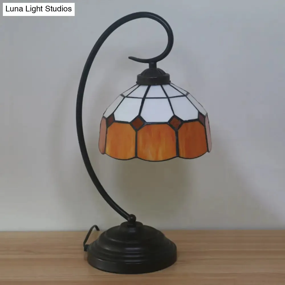Baroque Orange/Blue/Yellow Cut Glass Task Table Lamp with Swirl Arm