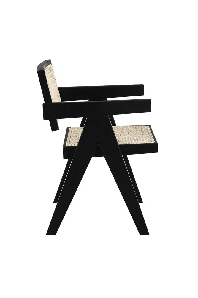 Black & Natural Rattan Statement Chair