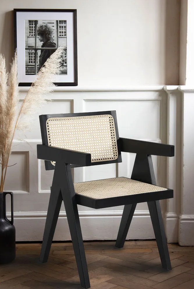 Black & Natural Rattan Statement Chair