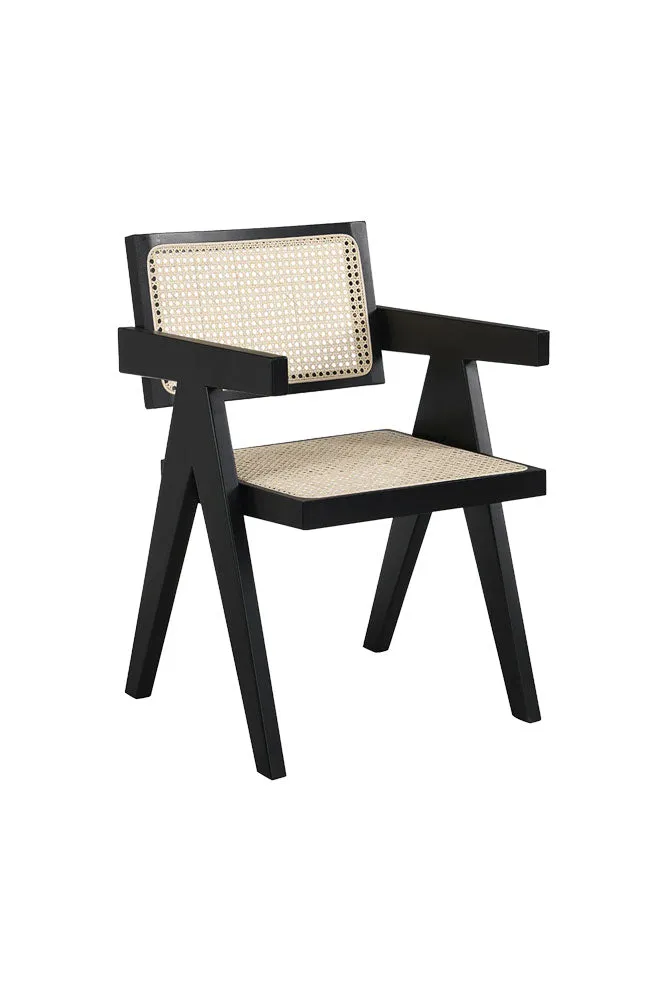 Black & Natural Rattan Statement Chair