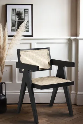 Black & Natural Rattan Statement Chair