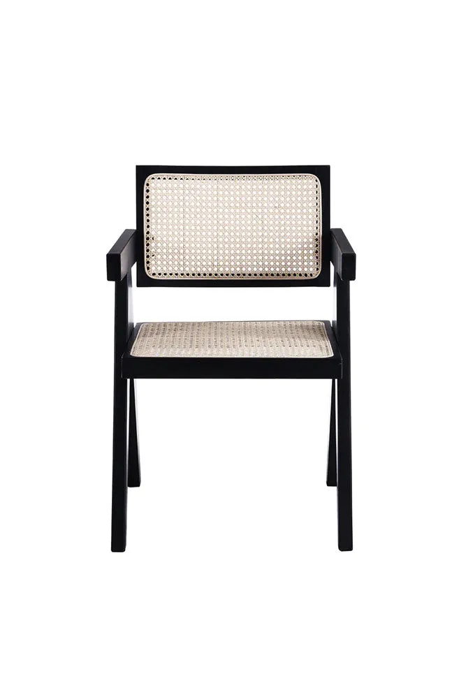 Black & Natural Rattan Statement Chair