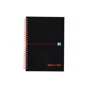 Black n Red A5 Wirebound Hard Cover Notebook Recycled Ruled 140 Pages Black/Red (Pack 5)