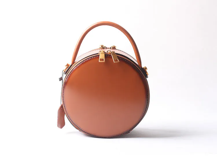 Black Round Purse Leather Round Bag Circle Leather Purse Womens