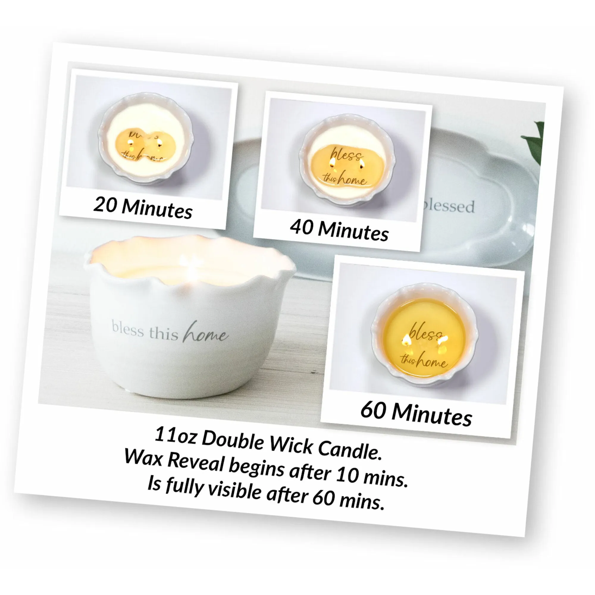 Bless This Home 11 oz - 100% Soy Wax Reveal Candle Scent: Tranquility