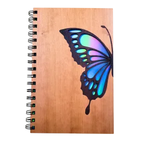 Blue Butterfly Wood Journal - Stationery, Journals, Notebook: Lined