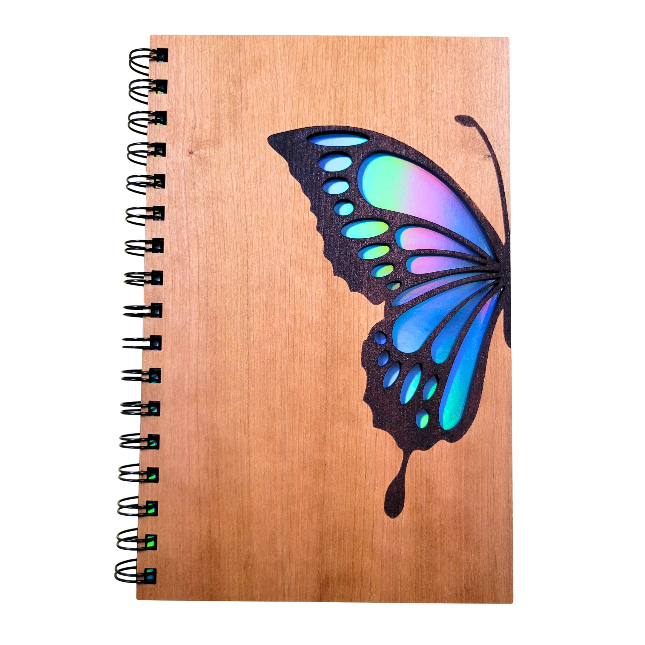 Blue Butterfly Wood Journal - Stationery, Journals, Notebook: Lined