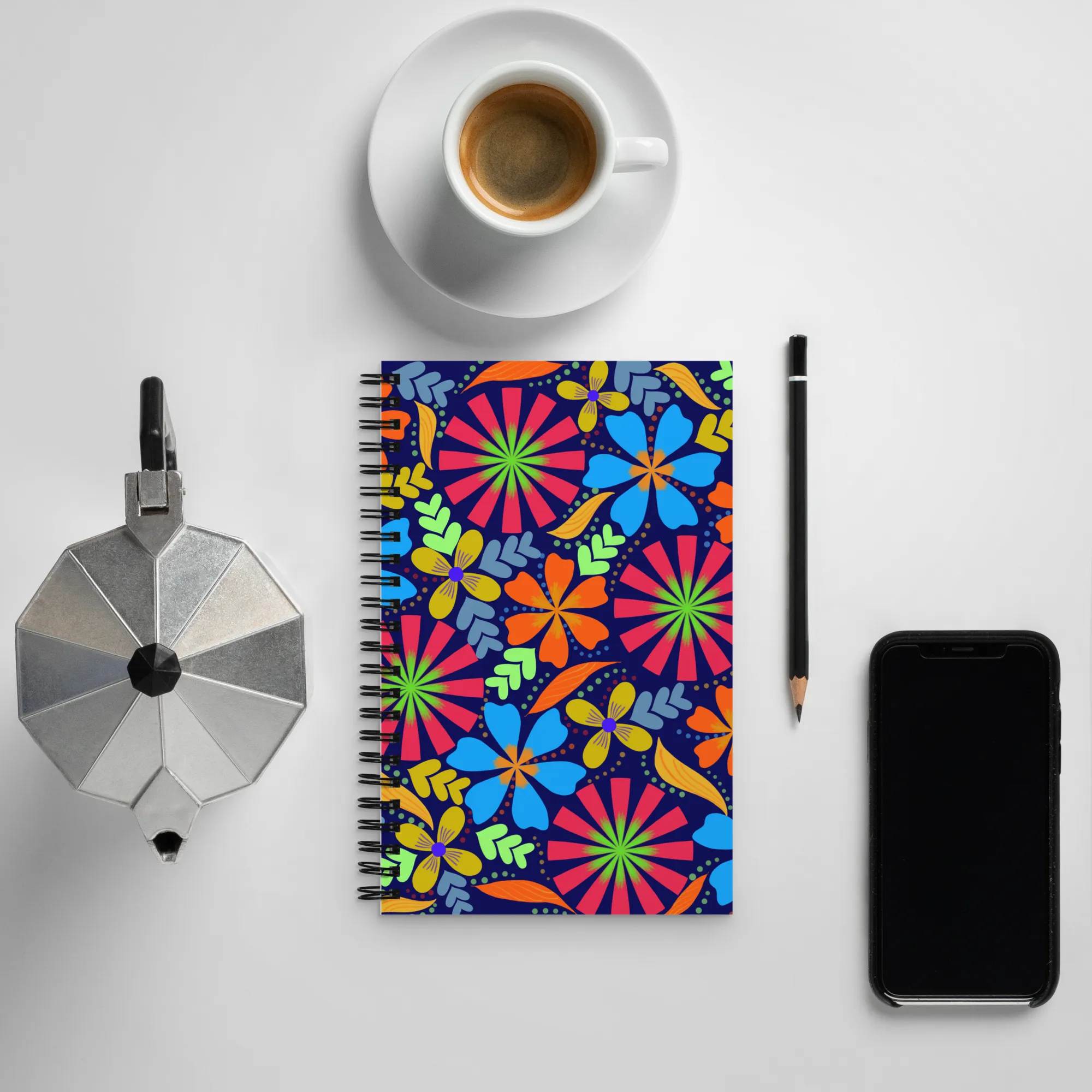 Blue Fall Floral Spiral notebook