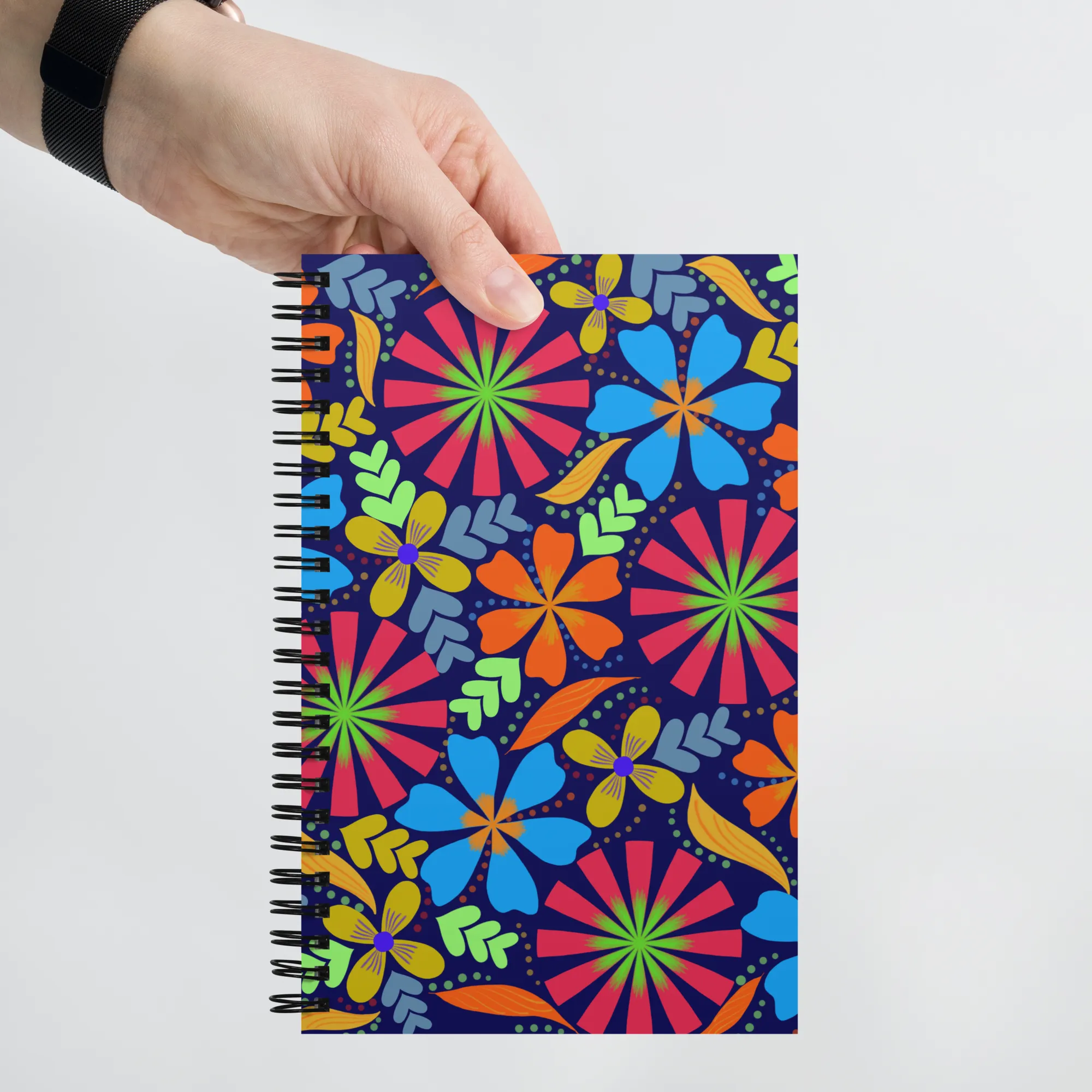 Blue Fall Floral Spiral notebook