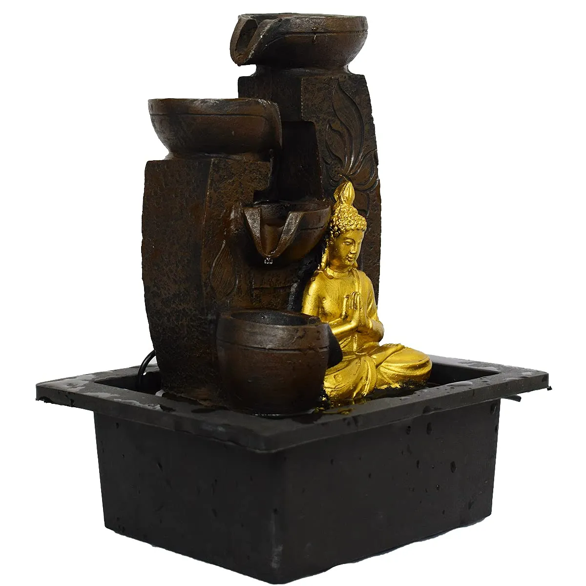 Briovy waterfall fountain indoor home decor Polyresin Indoor/outdoor water fountains with LED Lights, Home Decor, Decoration Living Room, Birthday Gift, (FN20) (Design 1) (2)