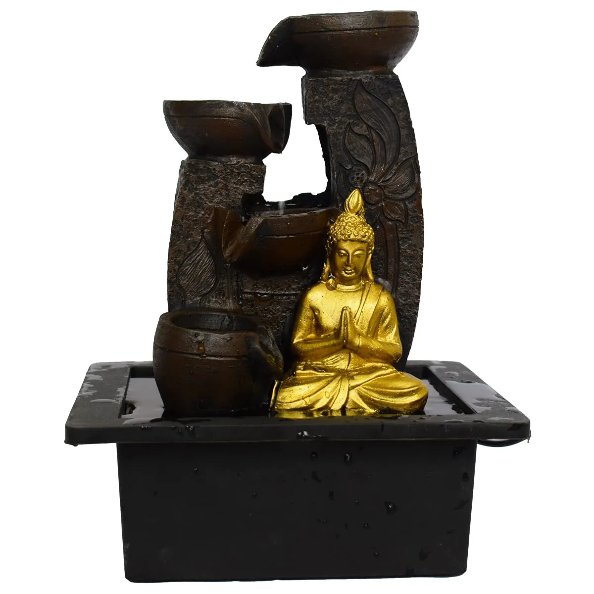 Briovy waterfall fountain indoor home decor Polyresin Indoor/outdoor water fountains with LED Lights, Home Decor, Decoration Living Room, Birthday Gift, (FN20) (Design 1) (2)