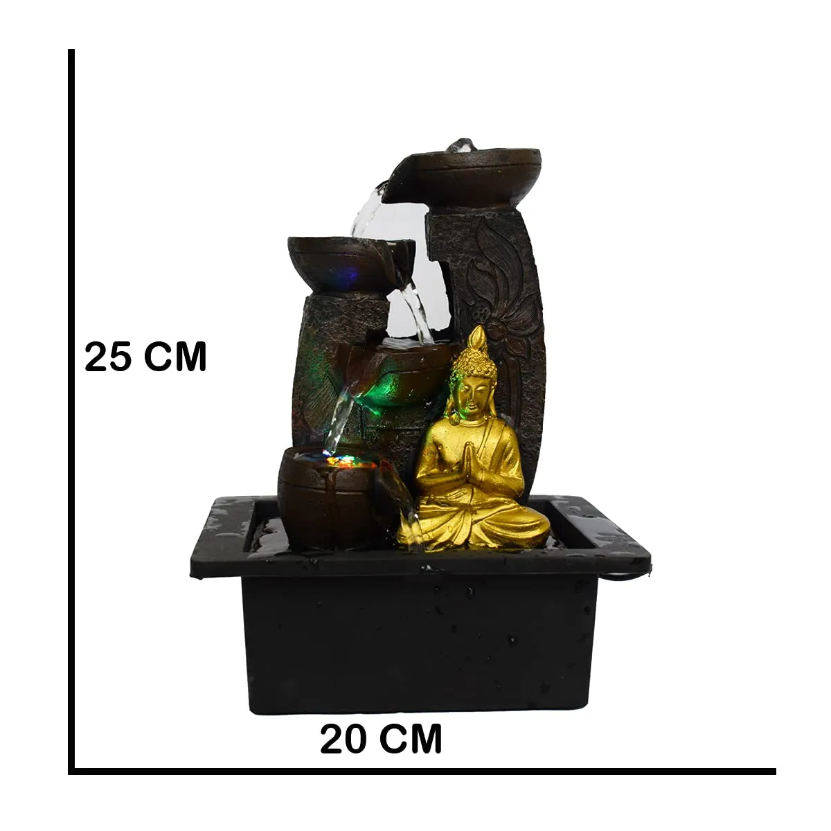 Briovy waterfall fountain indoor home decor Polyresin Indoor/outdoor water fountains with LED Lights, Home Decor, Decoration Living Room, Birthday Gift, (FN20) (Design 1) (2)