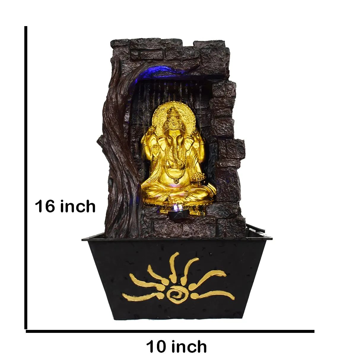 Briovy waterfall fountain indoor home decor Polyresin Indoor/outdoor water fountains with LED Lights, Home Decor, Decoration Living Room, Birthday Gift, (FN20) (Design 7)