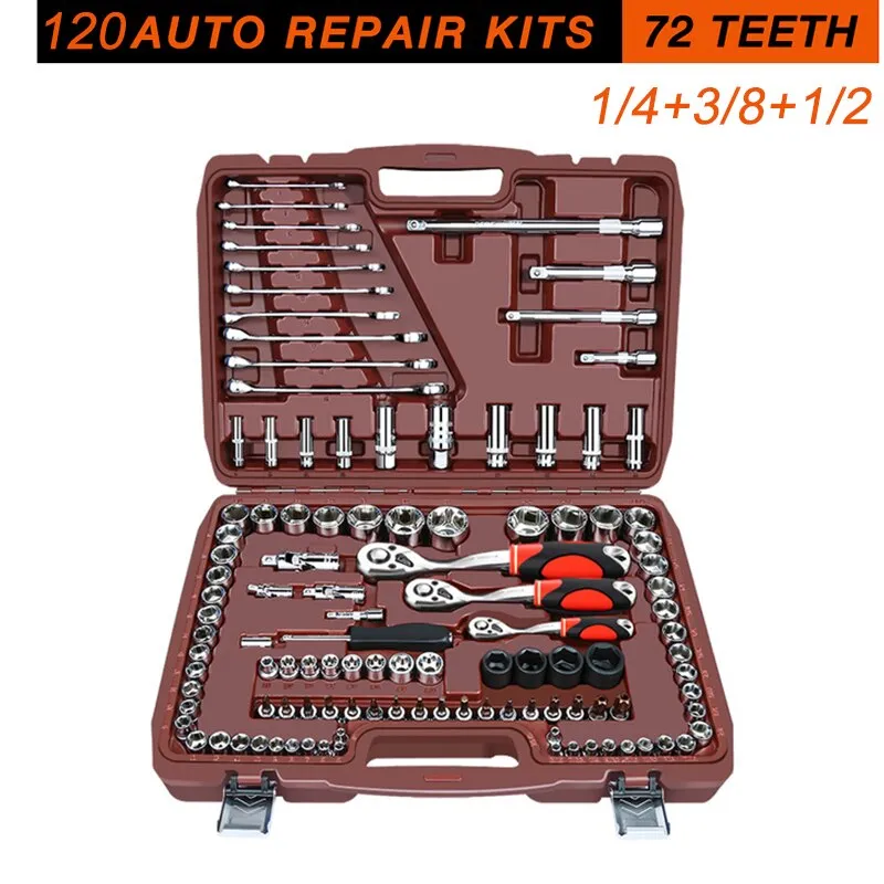 Car Repair Tool Ratchet Torque Wrench Spanner Screwdriver Socket Set Combo Tools Kit Bicycle Auto Repairing Tool Mechanic Tool A