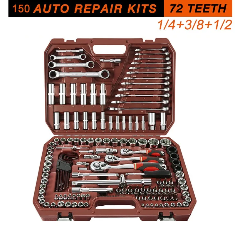 Car Repair Tool Ratchet Torque Wrench Spanner Screwdriver Socket Set Combo Tools Kit Bicycle Auto Repairing Tool Mechanic Tool A
