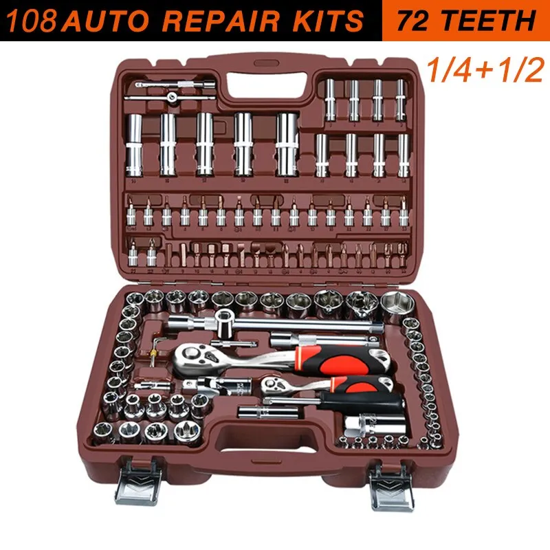 Car Repair Tool Ratchet Torque Wrench Spanner Screwdriver Socket Set Combo Tools Kit Bicycle Auto Repairing Tool Mechanic Tool A