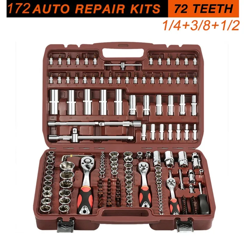 Car Repair Tool Ratchet Torque Wrench Spanner Screwdriver Socket Set Combo Tools Kit Bicycle Auto Repairing Tool Mechanic Tool A