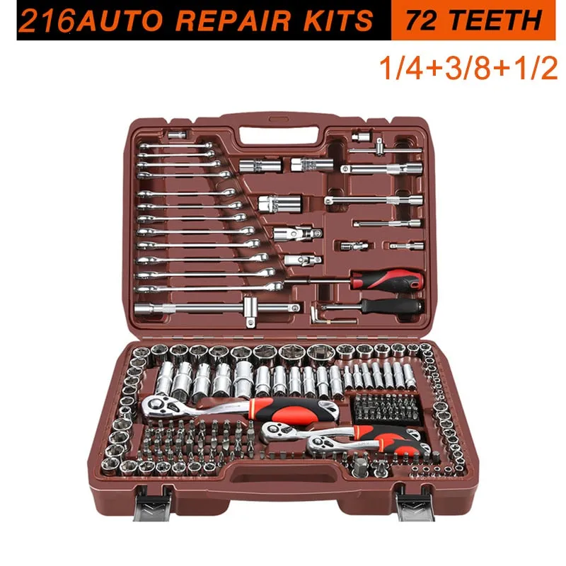 Car Repair Tool Ratchet Torque Wrench Spanner Screwdriver Socket Set Combo Tools Kit Bicycle Auto Repairing Tool Mechanic Tool A