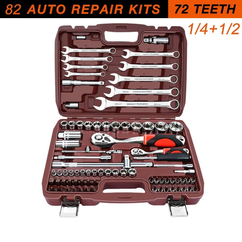 Car Repair Tool Ratchet Torque Wrench Spanner Screwdriver Socket Set Combo Tools Kit Bicycle Auto Repairing Tool Mechanic Tool A