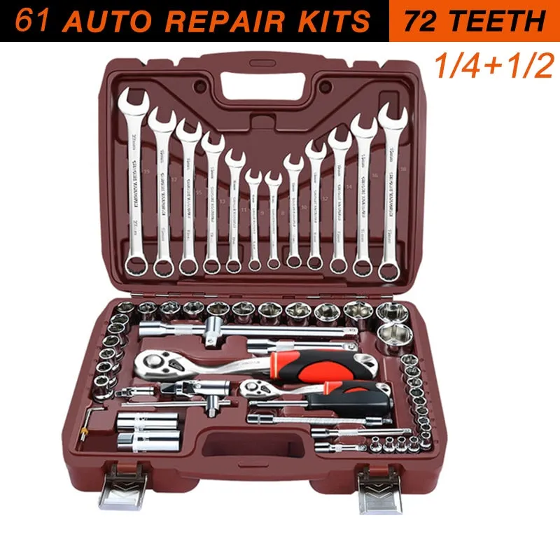 Car Repair Tool Ratchet Torque Wrench Spanner Screwdriver Socket Set Combo Tools Kit Bicycle Auto Repairing Tool Mechanic Tool A