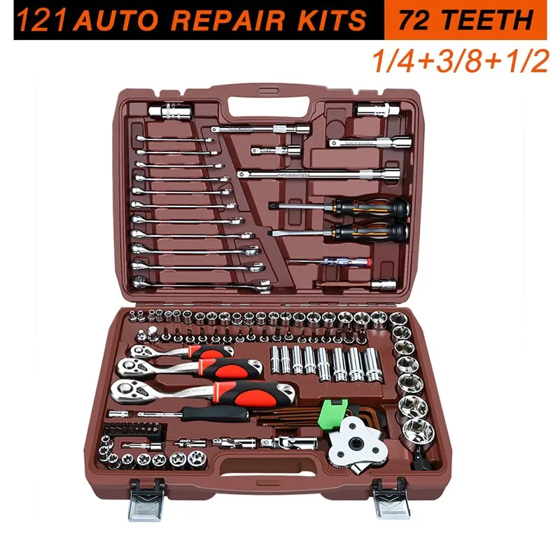Car Repair Tool Ratchet Torque Wrench Spanner Screwdriver Socket Set Combo Tools Kit Bicycle Auto Repairing Tool Mechanic Tool A