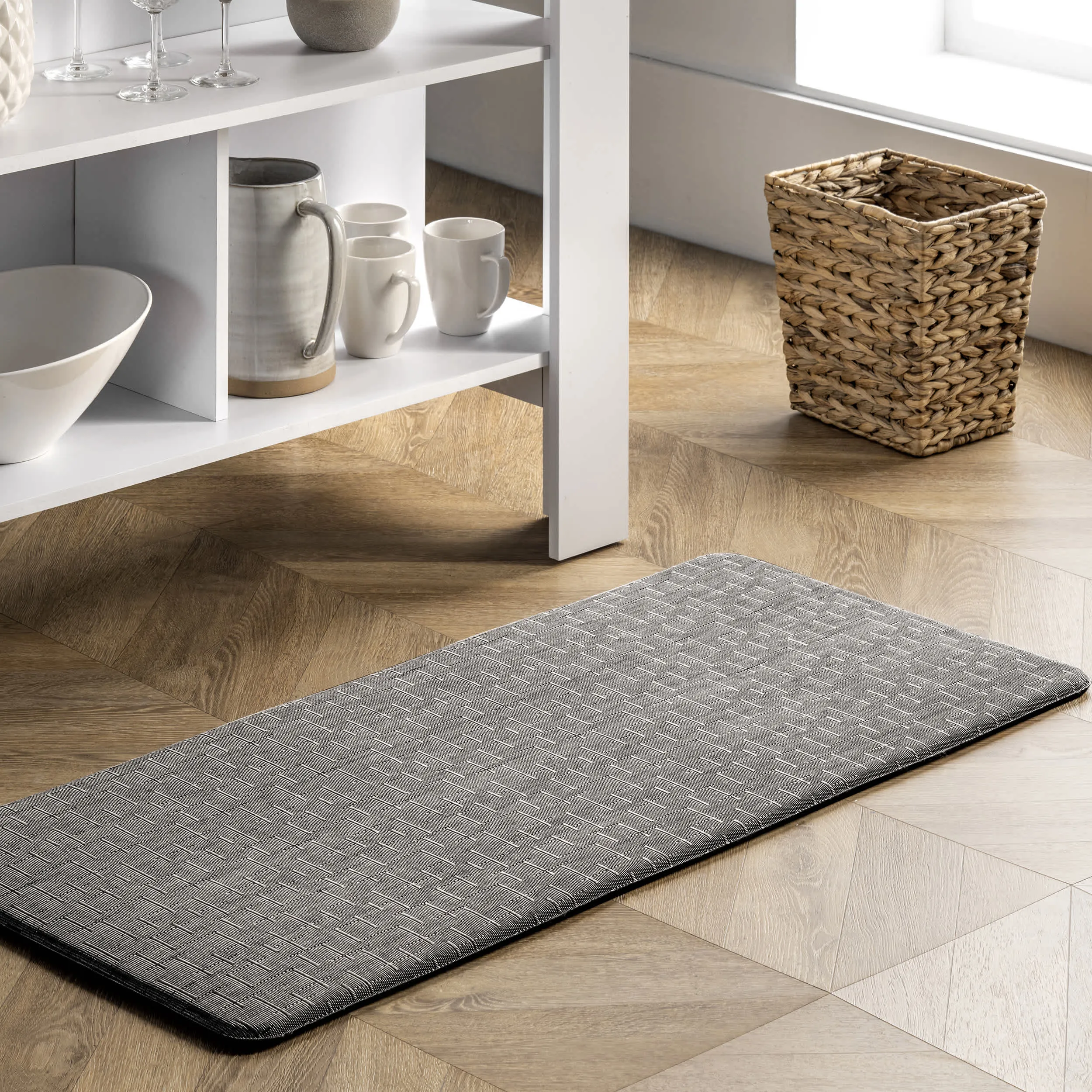 Casual Crosshatched Anti Fatigue Kitchen Or Laundry Room Comfort Mat