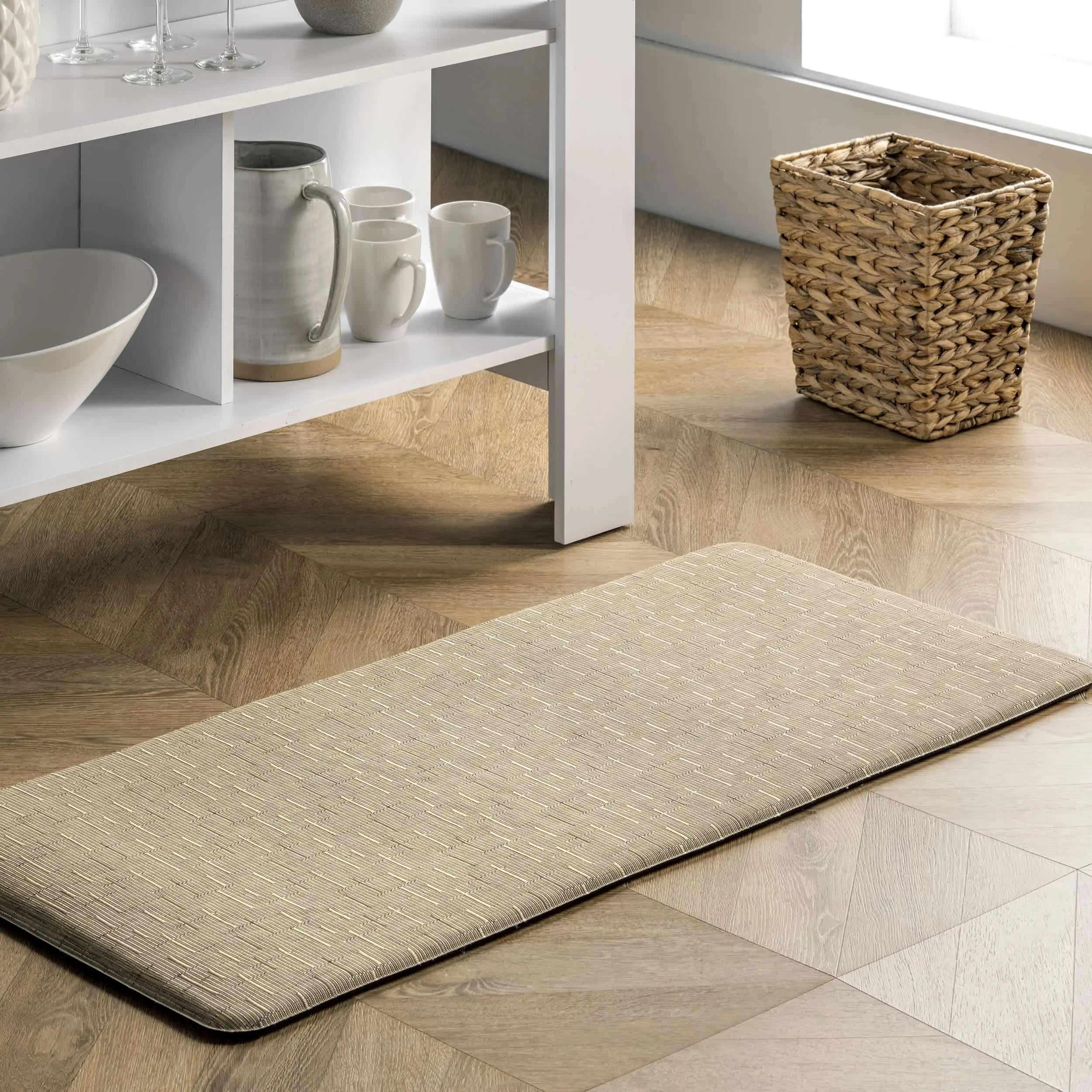 Casual Crosshatched Anti Fatigue Kitchen Or Laundry Room Comfort Mat