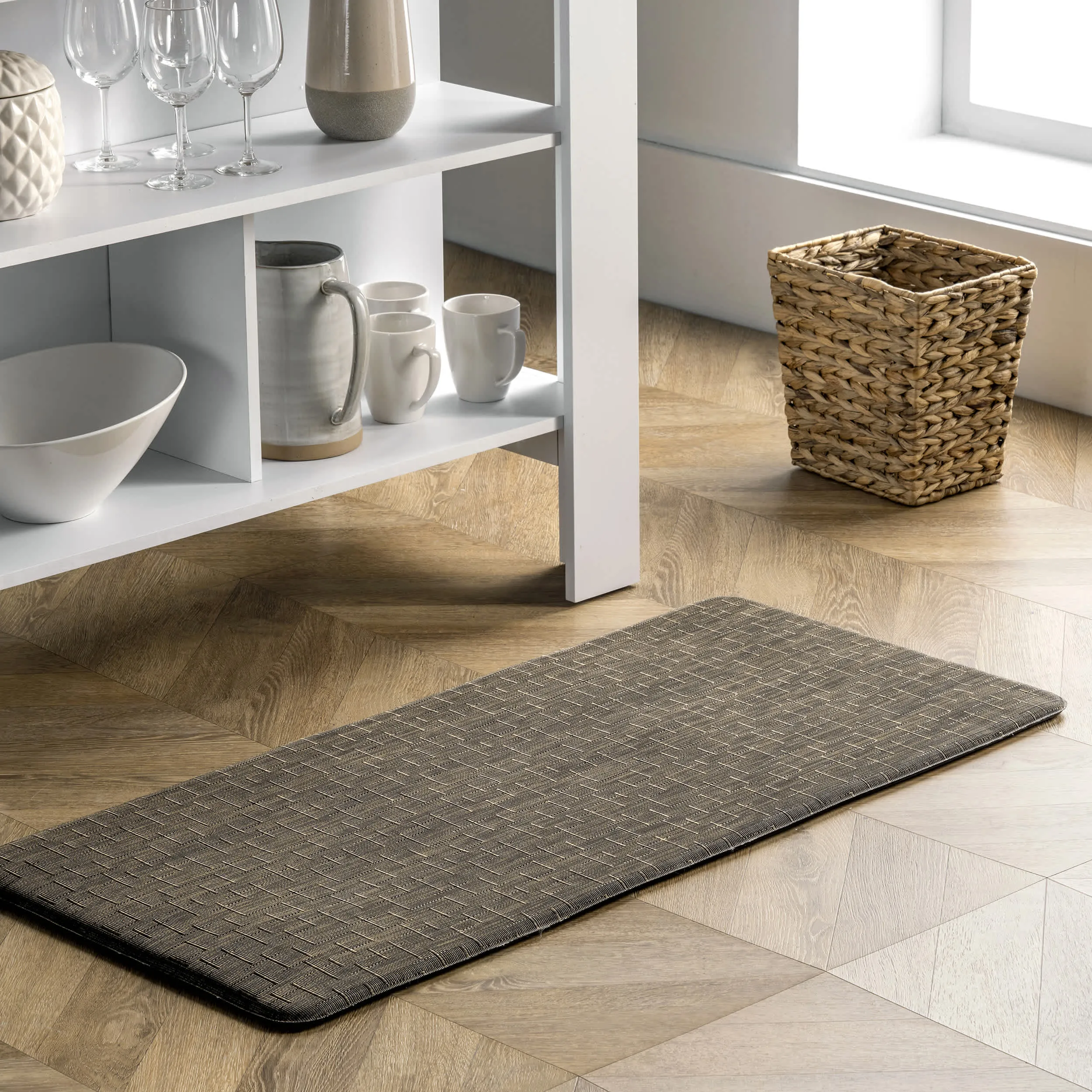Casual Crosshatched Anti Fatigue Kitchen Or Laundry Room Comfort Mat