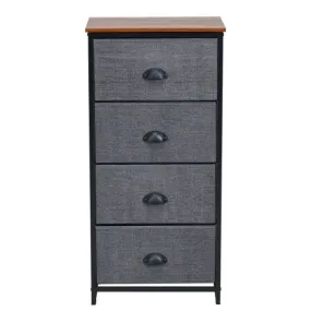 Chest Storage Tower Side Table Display Storage with 4 Drawers-Black