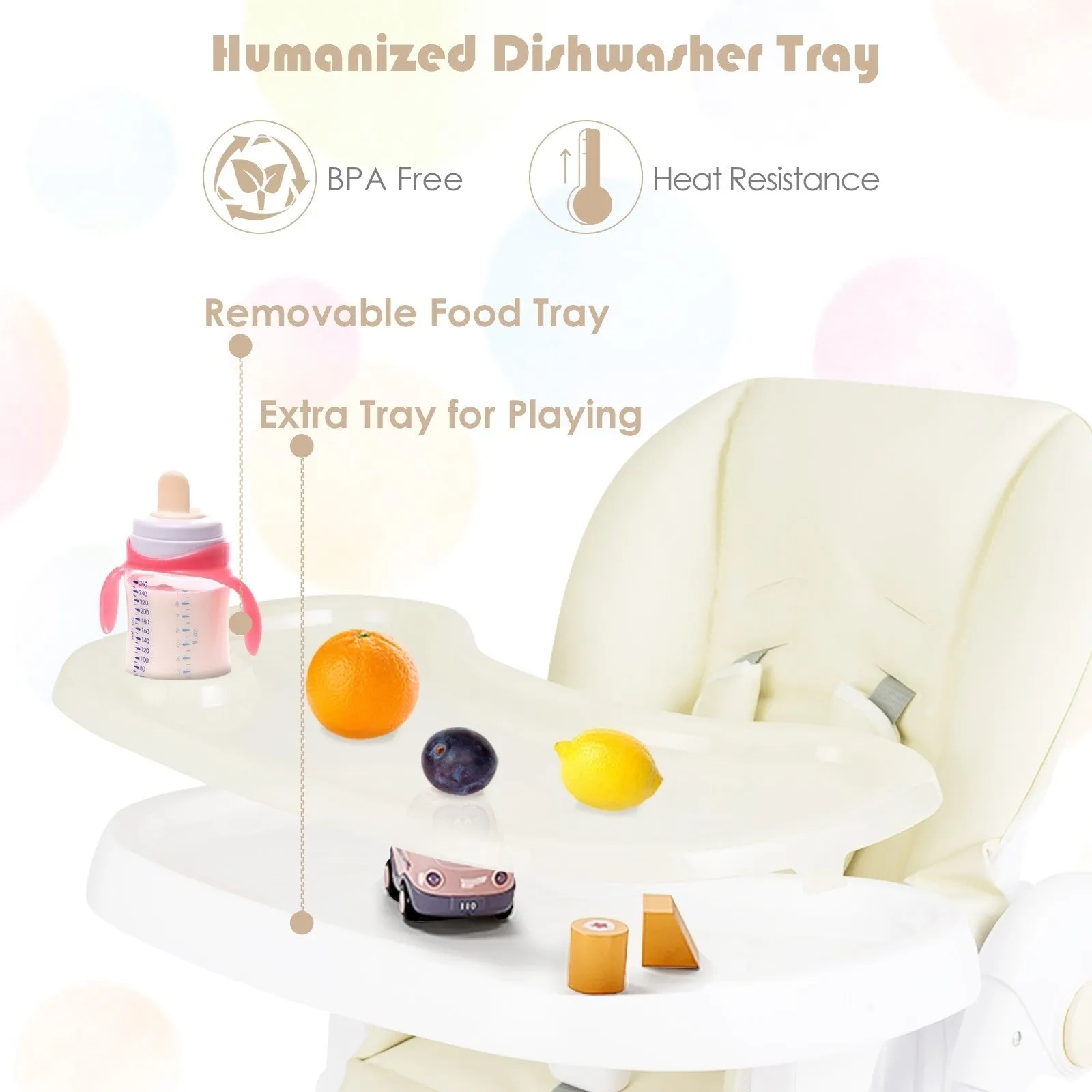 Convertible High Chair with Wheels - Beige