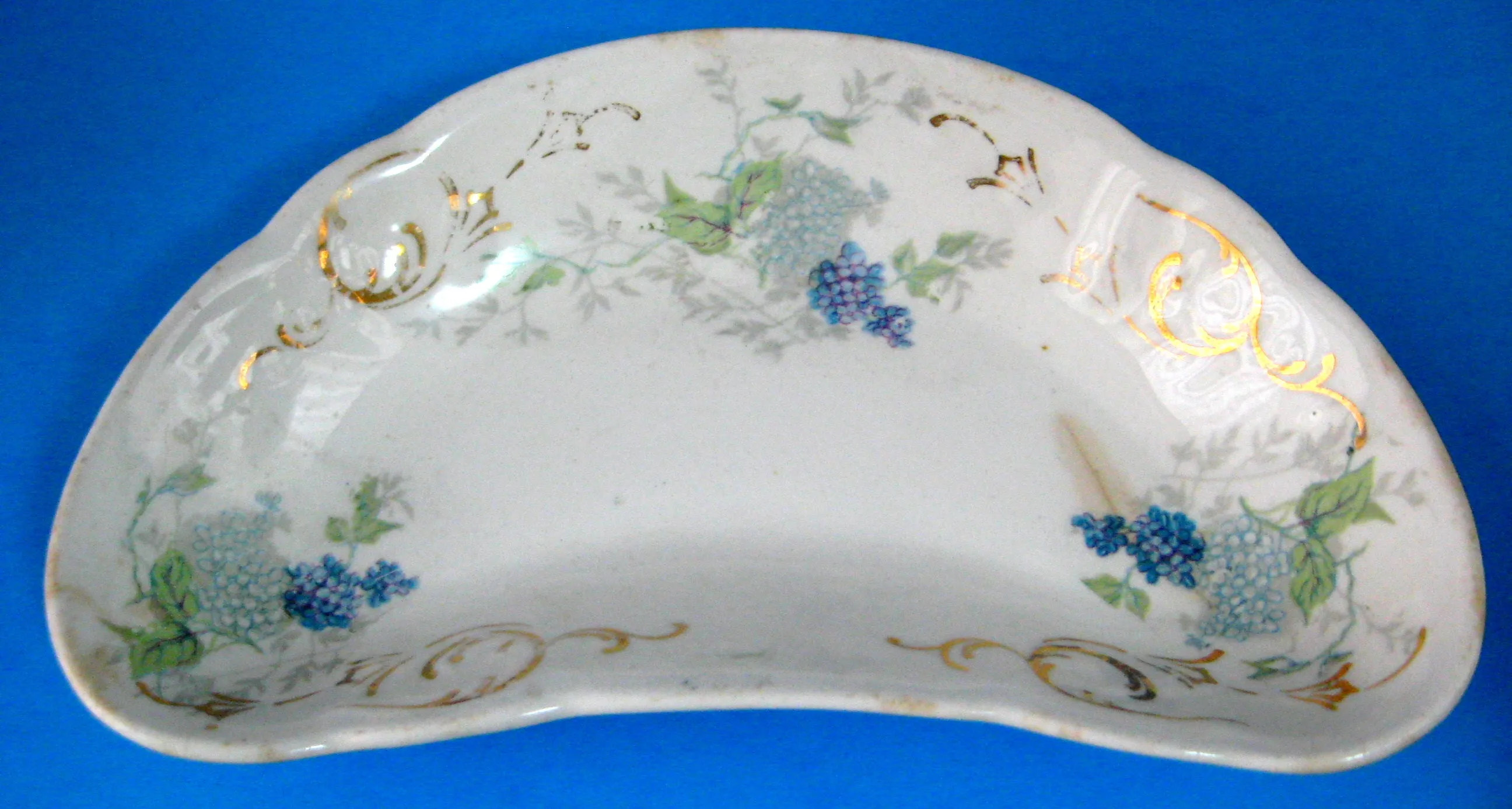 Crescent Bone Dish Victorian Lilacs Transferware USA 1880s Taylor Knowles Side Dish