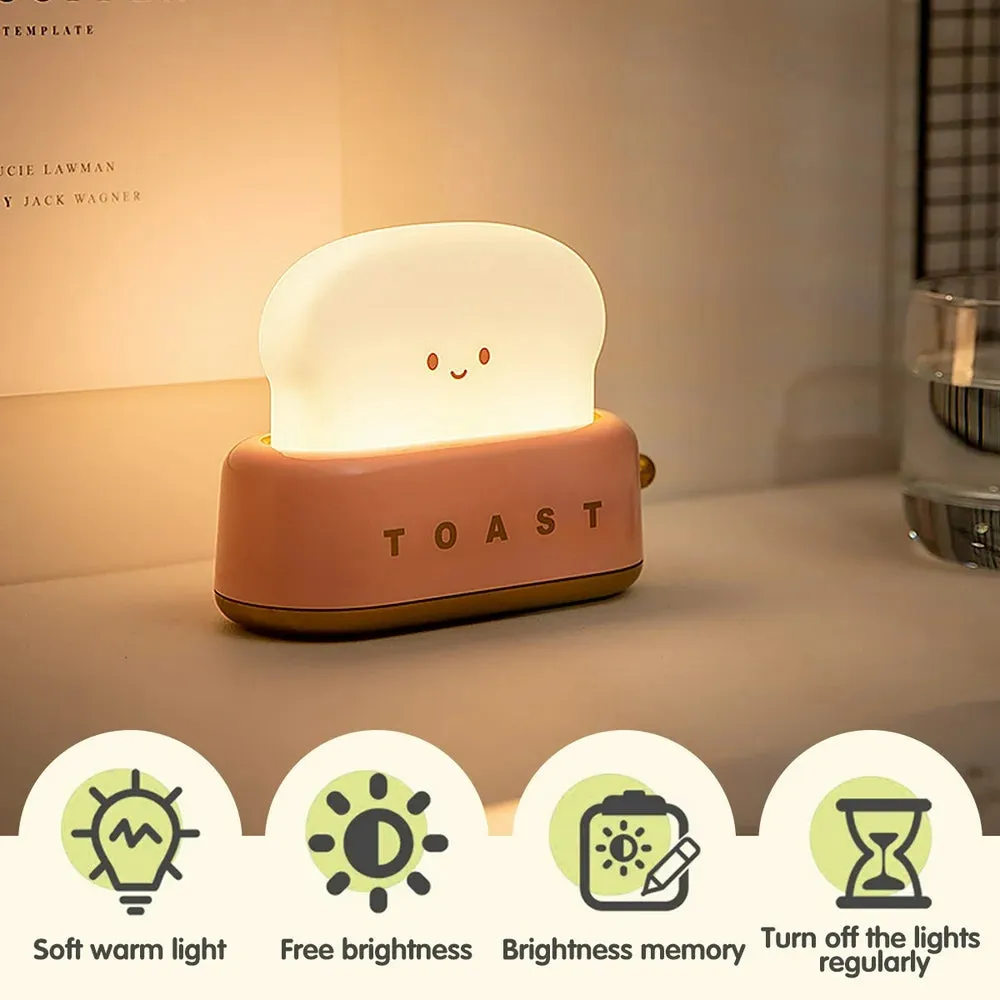 Cute Bread Night Light Usb Rechargable Desk Lamp Bedroom Bedside Sleep Light Reading Light for Office Bedroom Living Room