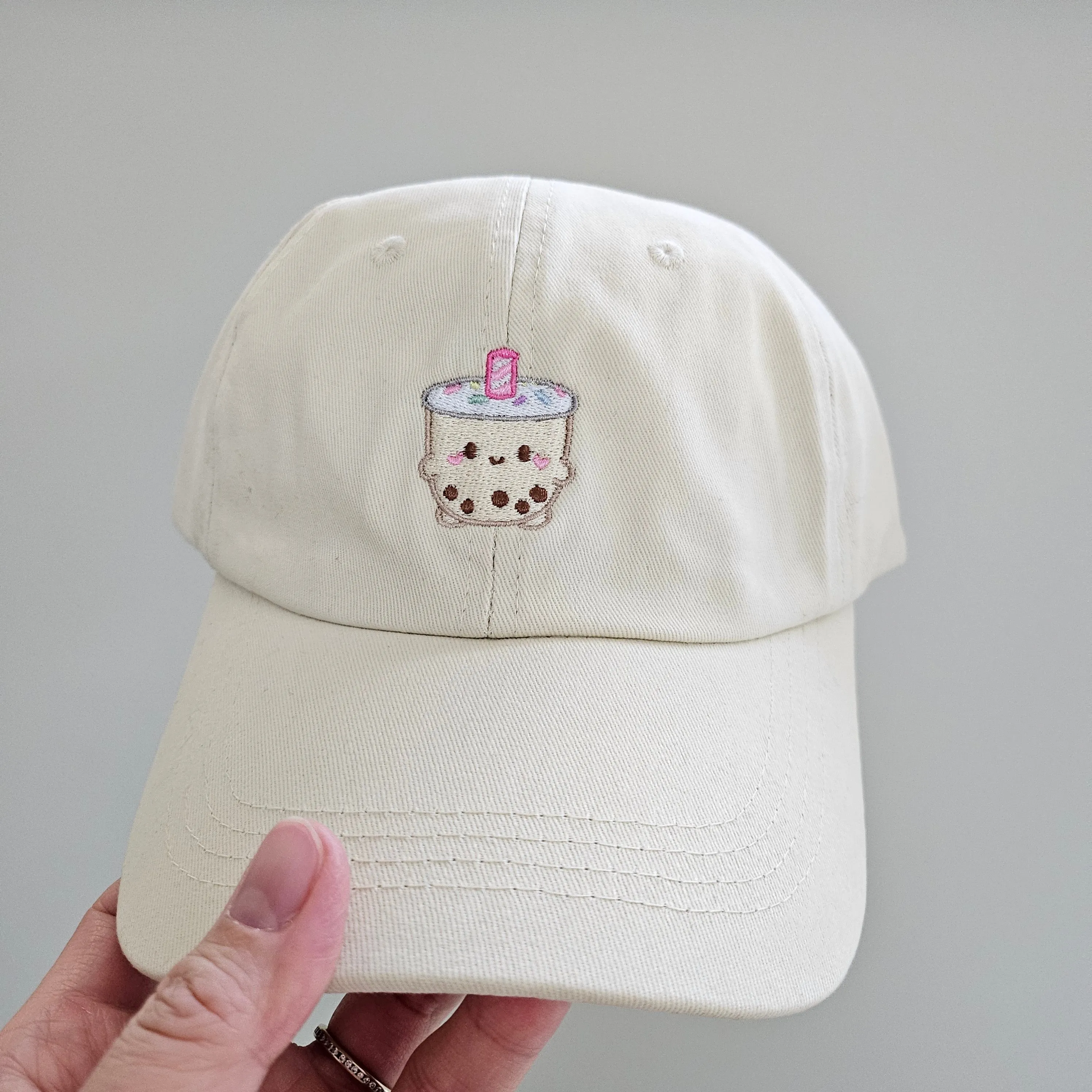 Cute Milk Tea/Boba Embroidery Hat