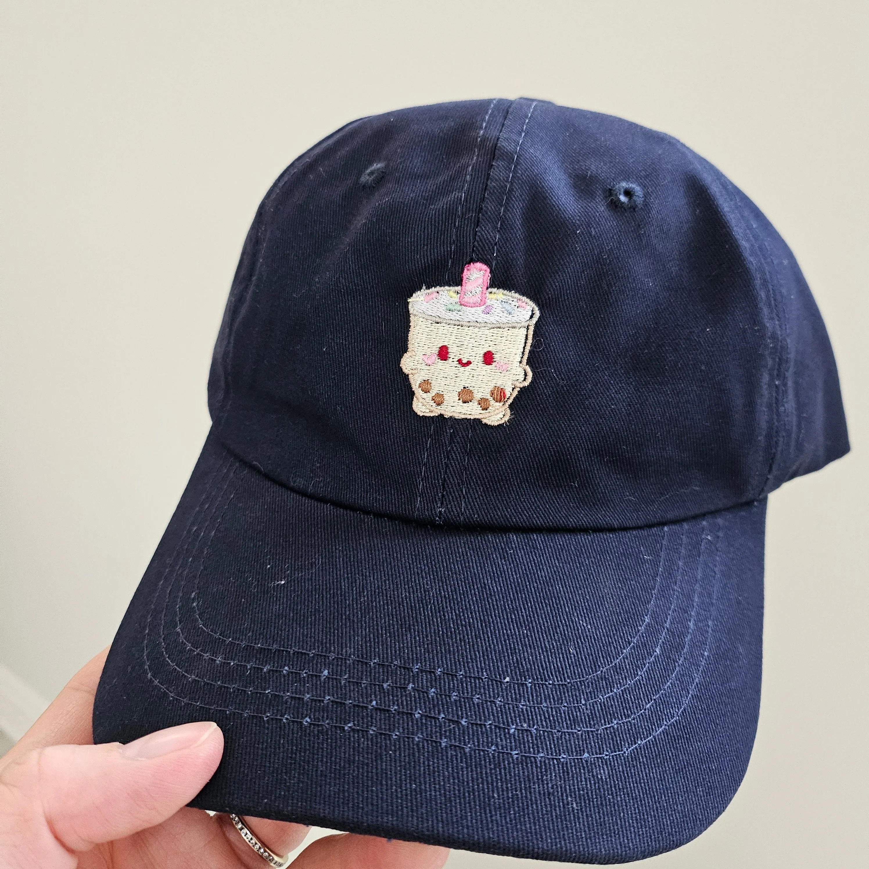 Cute Milk Tea/Boba Embroidery Hat