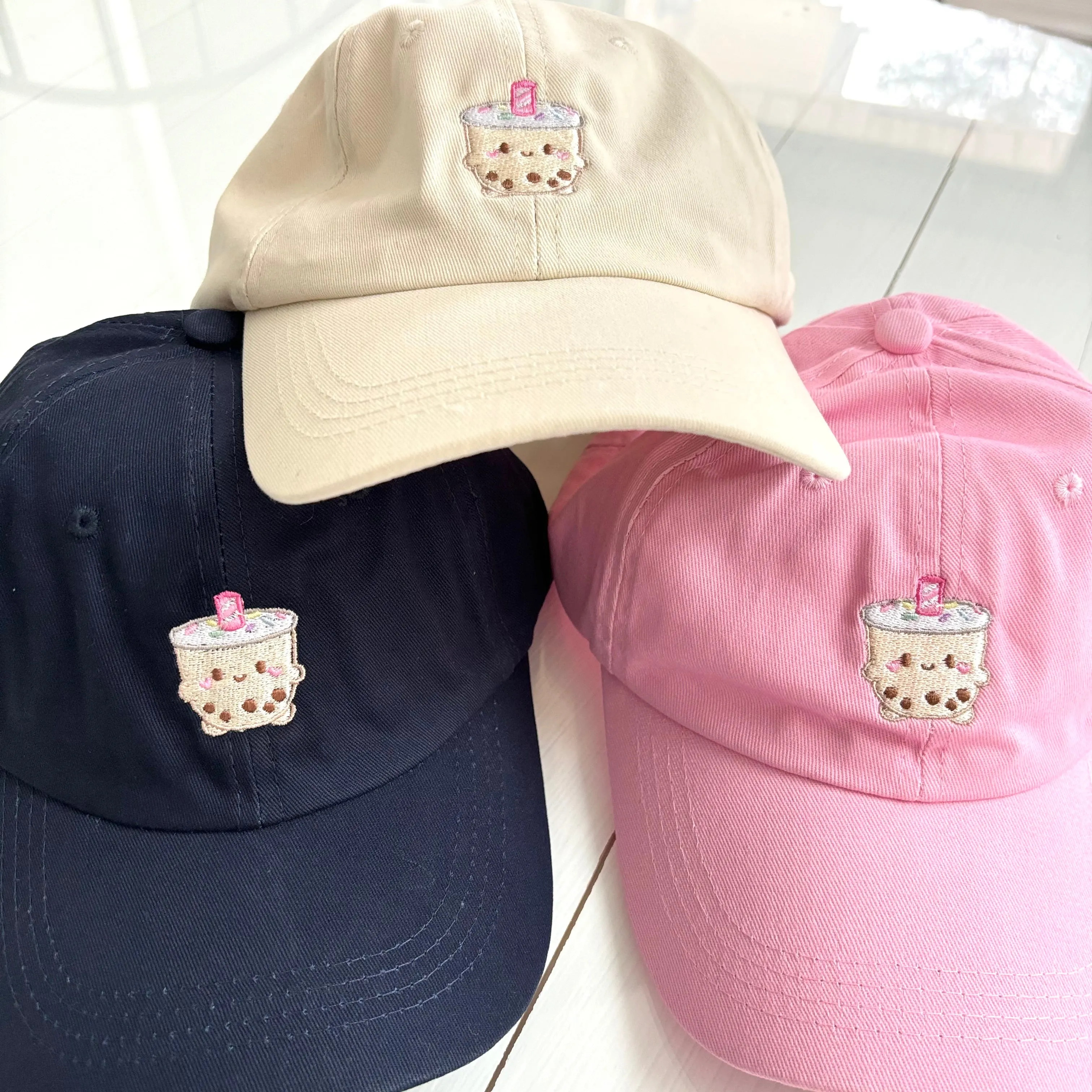 Cute Milk Tea/Boba Embroidery Hat