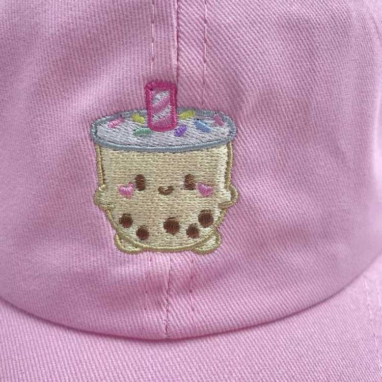 Cute Milk Tea/Boba Embroidery Hat