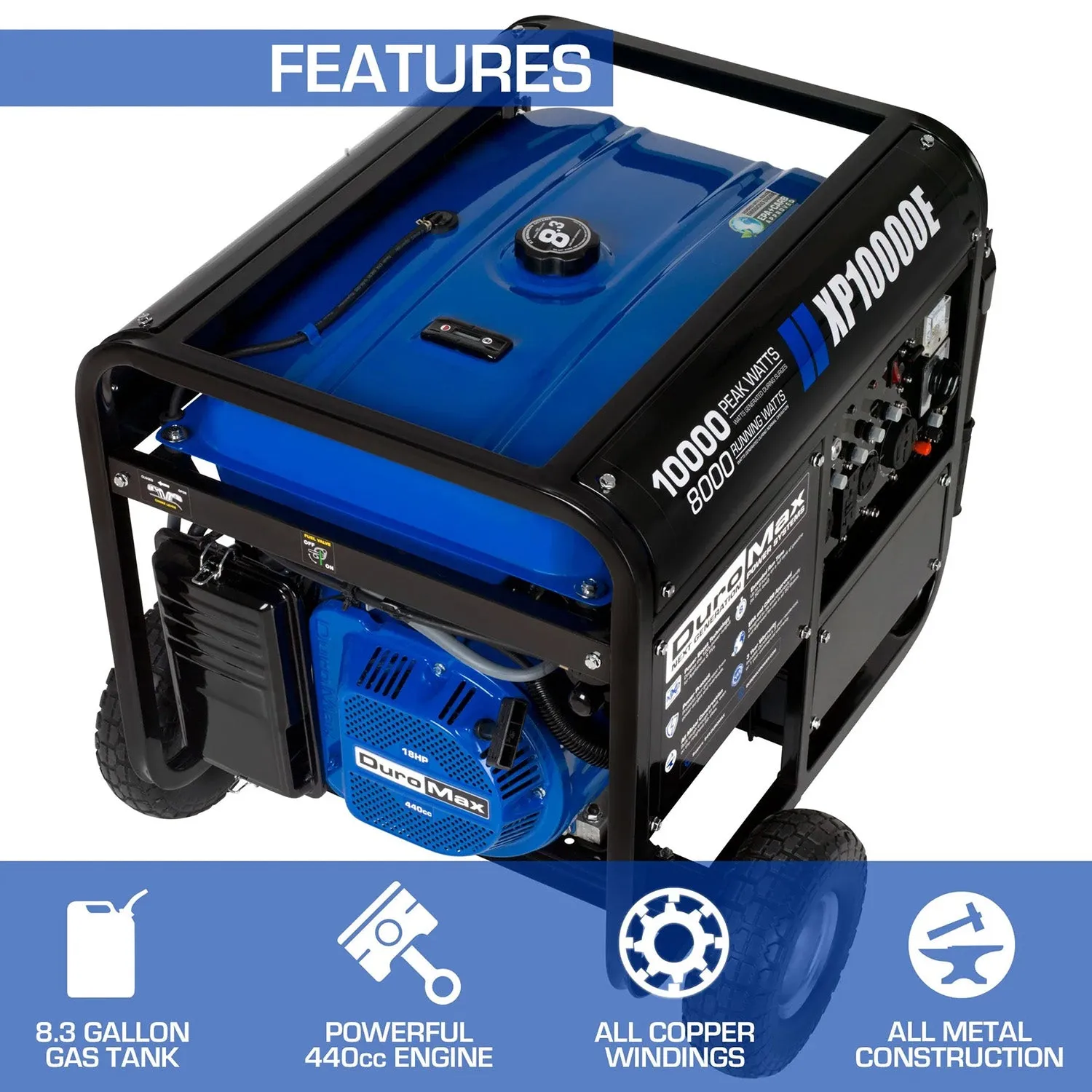 DuroMax XP10000E Gasoline Portable Generator | 10,000 Watts