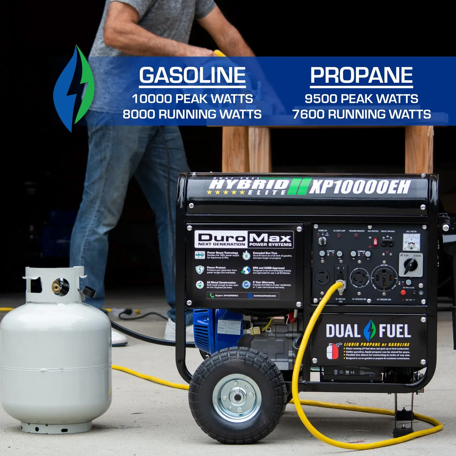 DuroMax XP10000EH Dual Fuel Portable Generator | 10,000 Watts