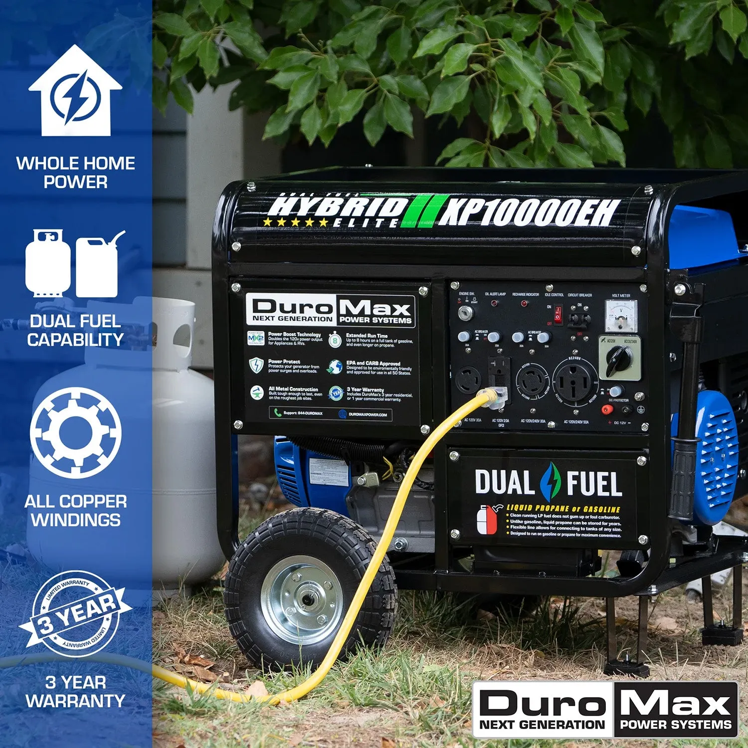 DuroMax XP10000EH Dual Fuel Portable Generator | 10,000 Watts