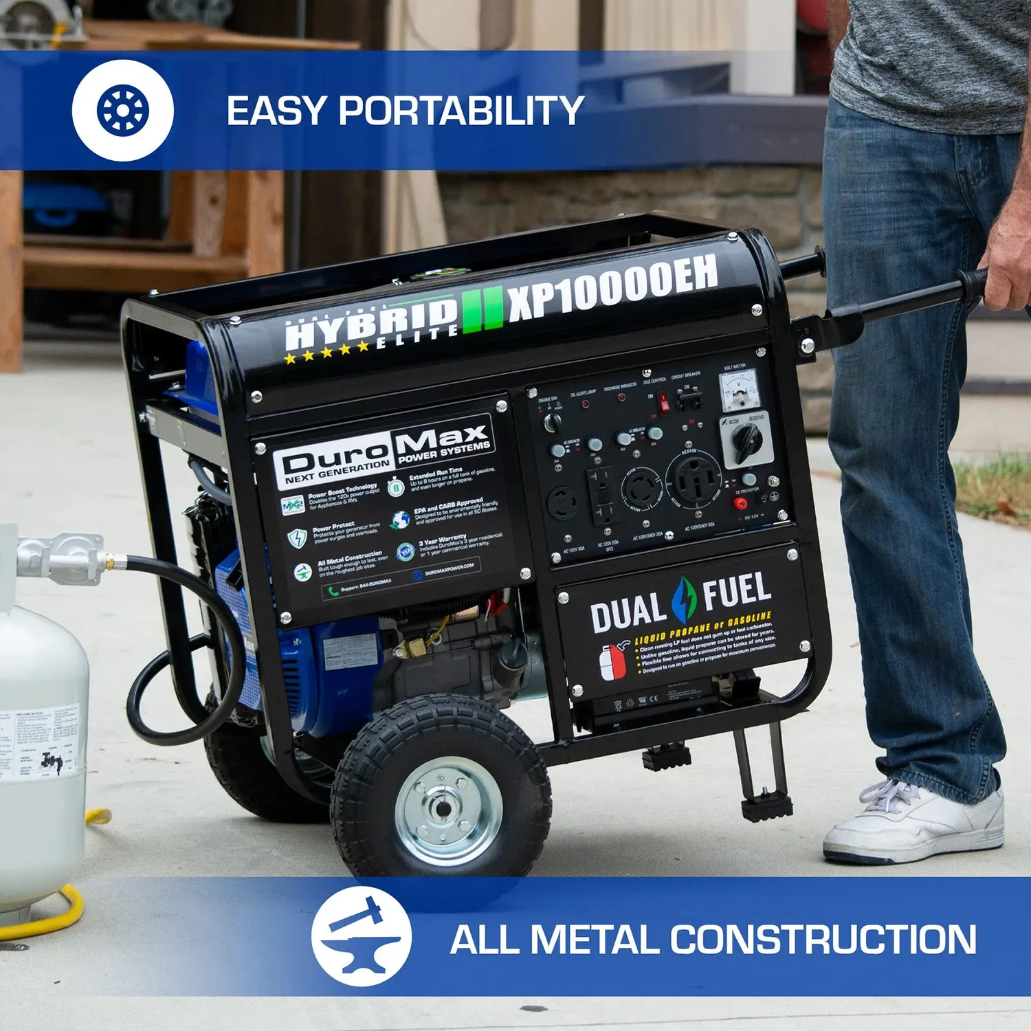 DuroMax XP10000EH Dual Fuel Portable Generator | 10,000 Watts