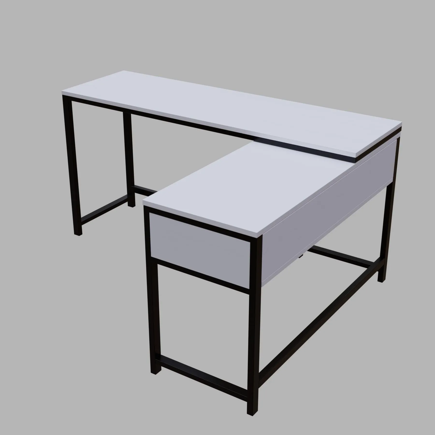 ENKEL L Shape Workstation in Beige finish