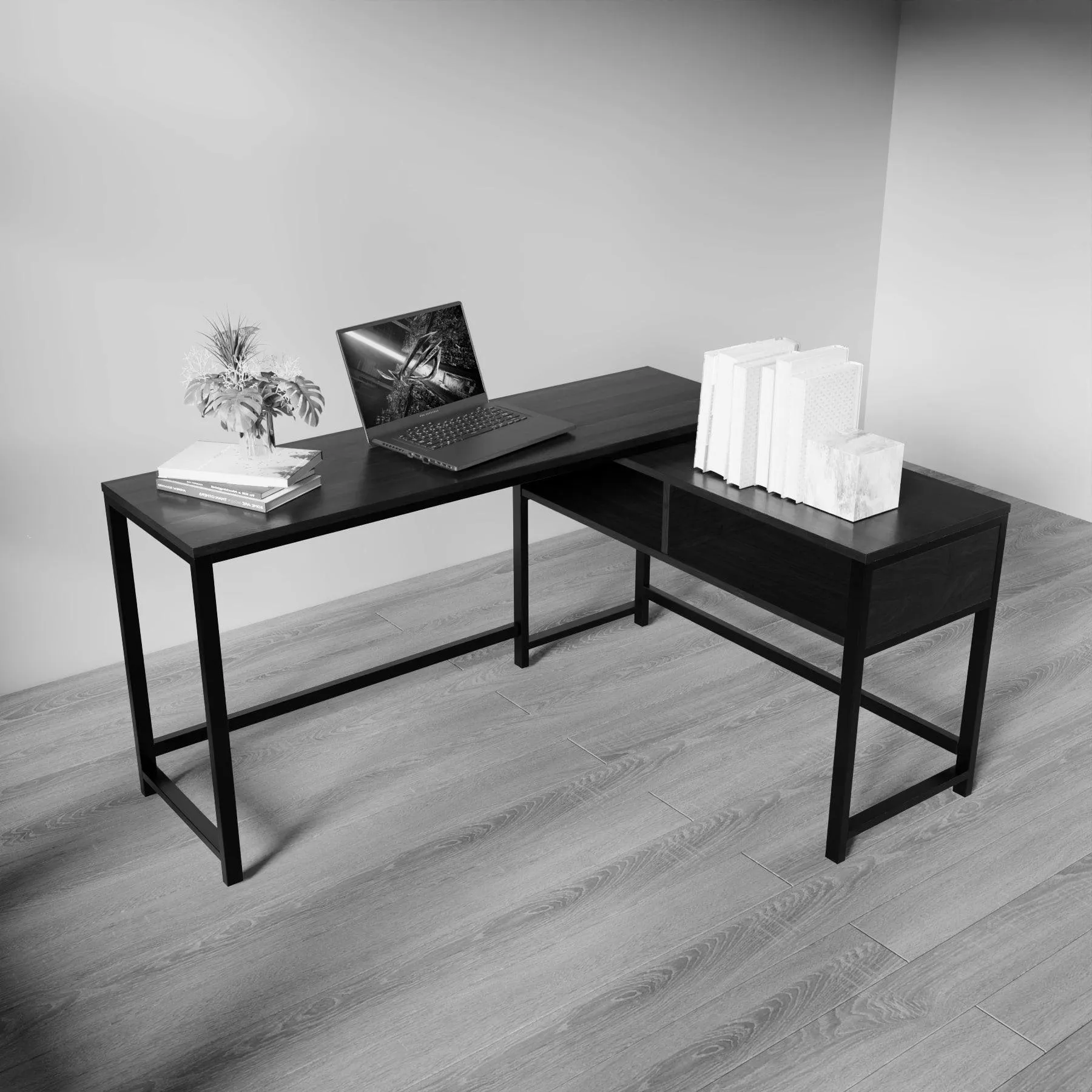 ENKEL L Shape Workstation in Beige finish