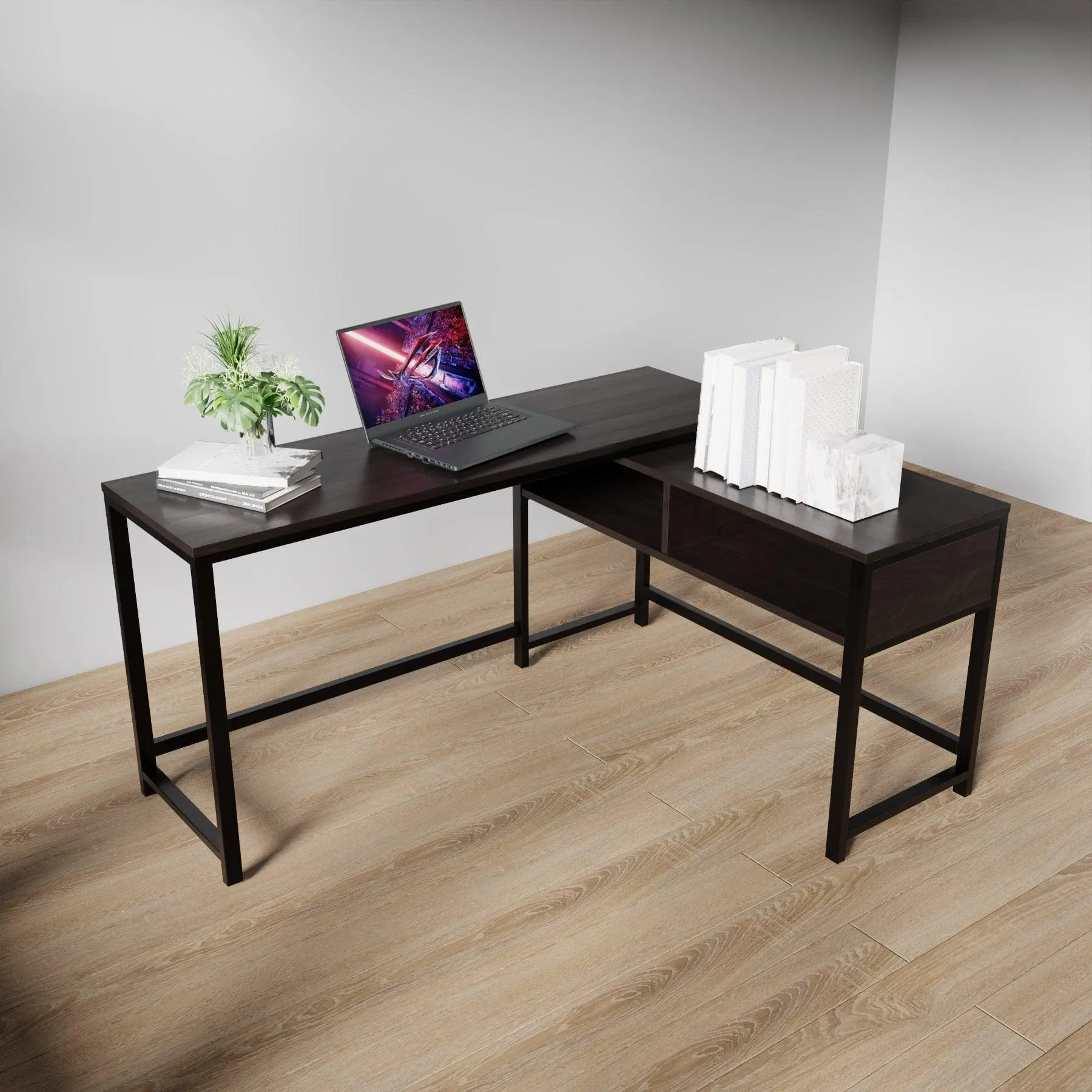 ENKEL L Shape Workstation in Beige finish