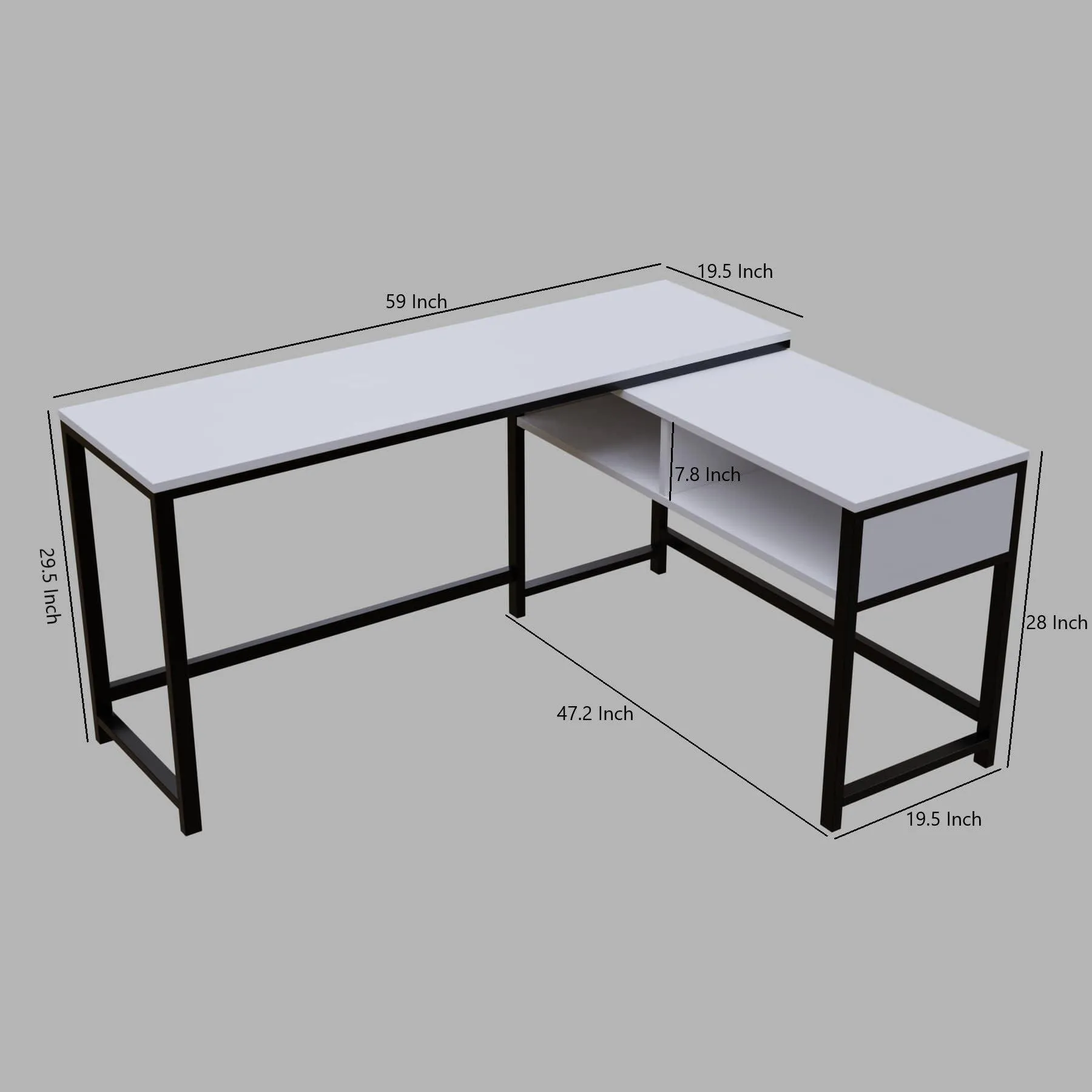 ENKEL L Shape Workstation in Beige finish