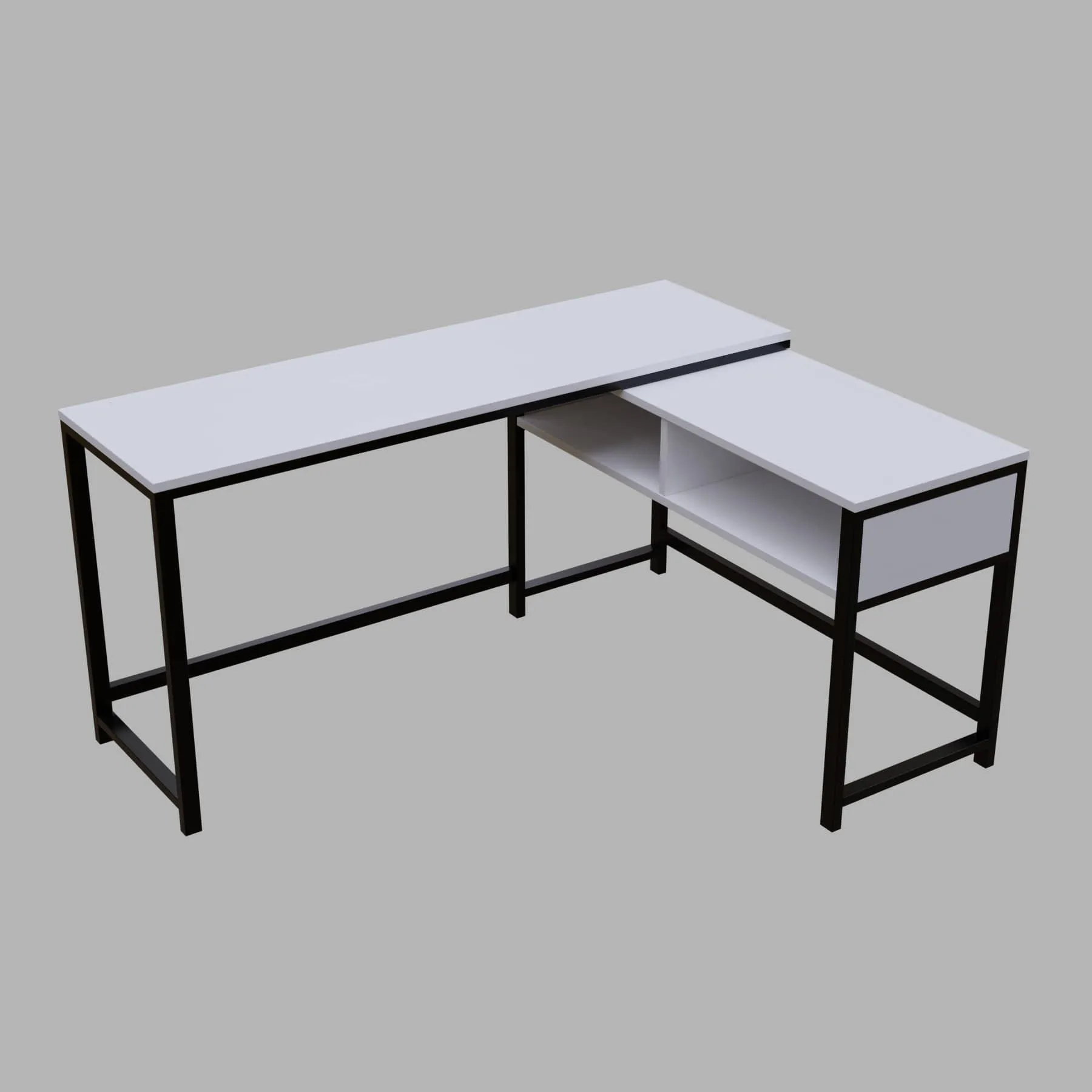 ENKEL L Shape Workstation in Beige finish