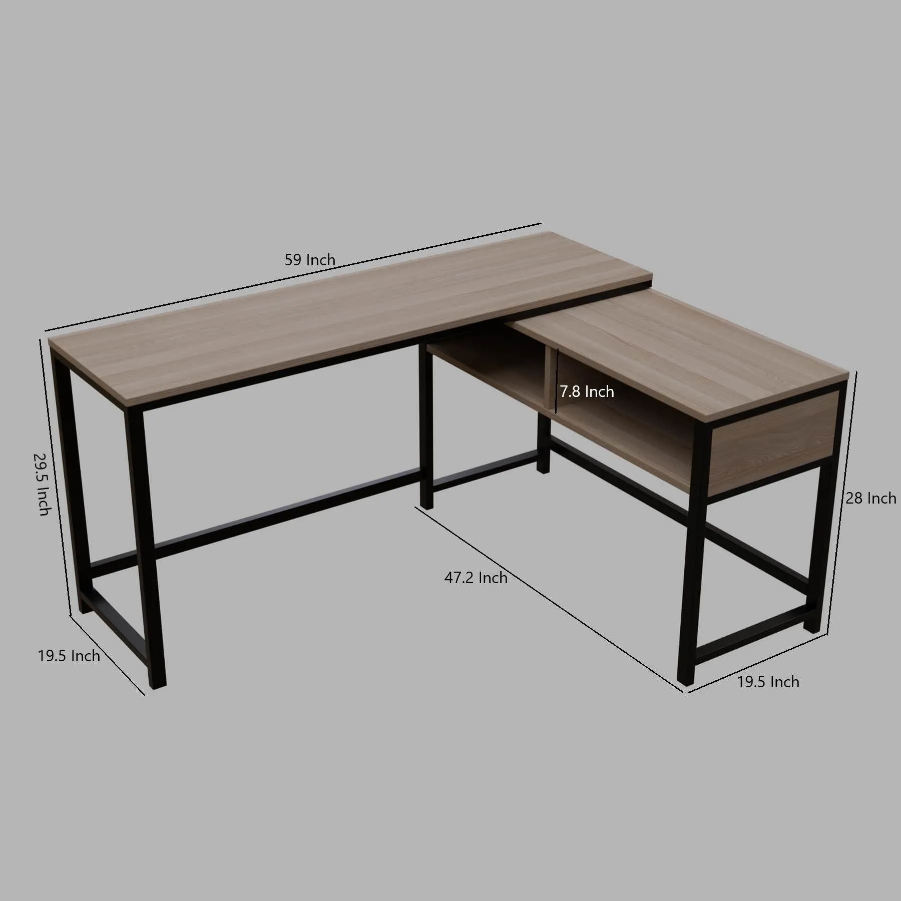 ENKEL L Shape Workstation in Beige finish