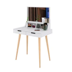 Facilehome Makeup Vanity Desk with Mirror and Lights, Bedroom Vanity Table