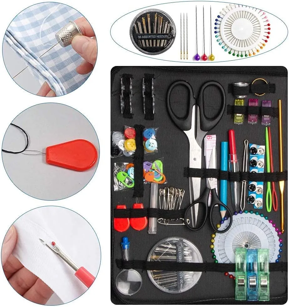 FELTHOUSE 206 pcs Sewing Kit, Complete Sewing Kit Set - Thread Box, Tailoring Materials, Needle and Thread Box - Ideal Sewing Kit Box for Home Use. (New)