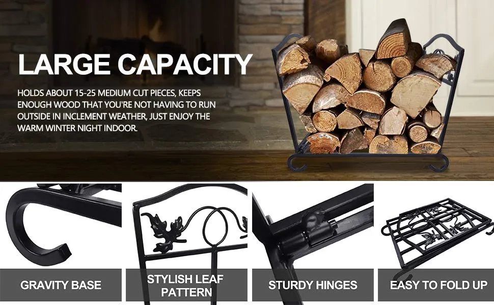 Fireplace Toolset Log Holder Wrought Iron Indoor Fire Wood Stove Model Number BG020